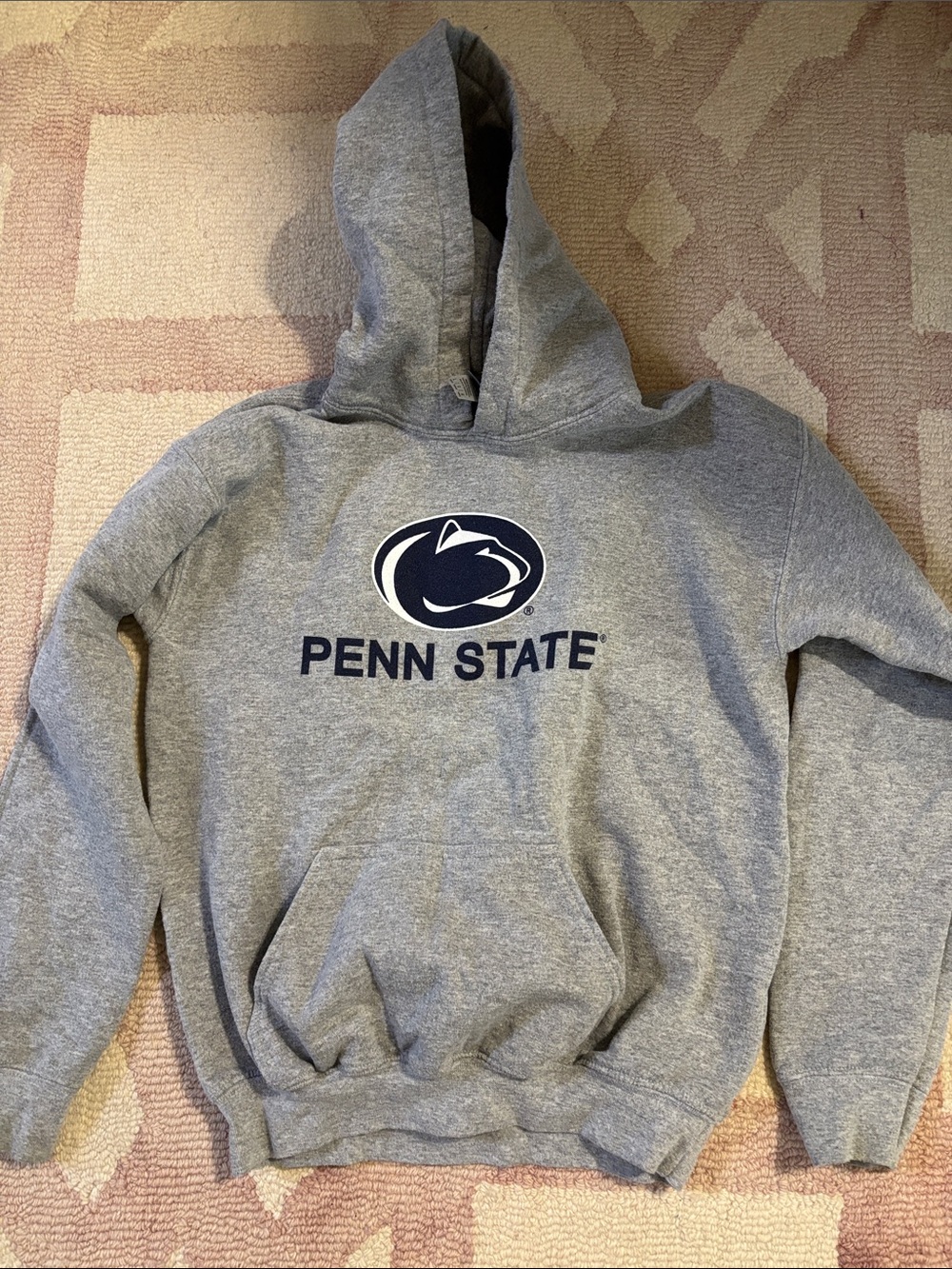 Penn State - Gildan Heather Gray Pullover Hoodie with Navy Print